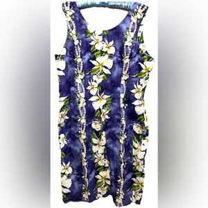 Jade Fashions Dress XL Purple Floral Cotton Vintage Hawaiian Summer Sundress